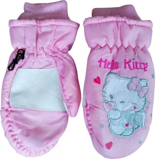 Παιδικά γάντια σκι Hello Kitty ροζ αδιάβροχα με επένδυση - 1 τεμ.
