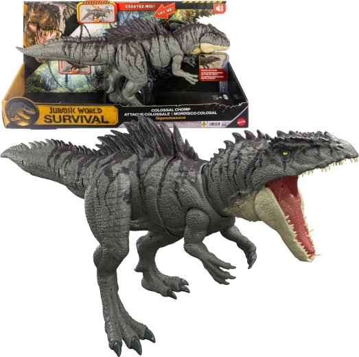 Mattel Jurassic World φιγούρα επιβίωσης γιγανότοσαυρου mega σαγόνι – giga επίθεση