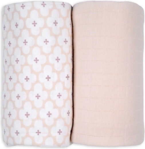Lodger swaddler από οργανικό βαμβάκι 110 × 110 cm (2 τεμ.) – matcha/powder
