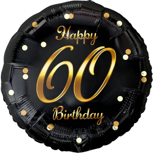 Μπαλόνι αλουμινίου Happy 60 Birthday – μαύρο με χρυσή εκτύπωση