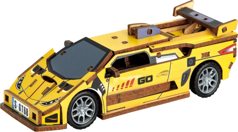 2Kids Toys 3D ξύλινο παζλ/κατασκευή σπορ αυτοκίνητο κίτρινο