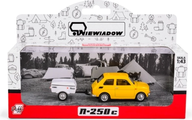 Fiat 126p με κοντό κίτρινο τρέιλερ Niewiad K-612