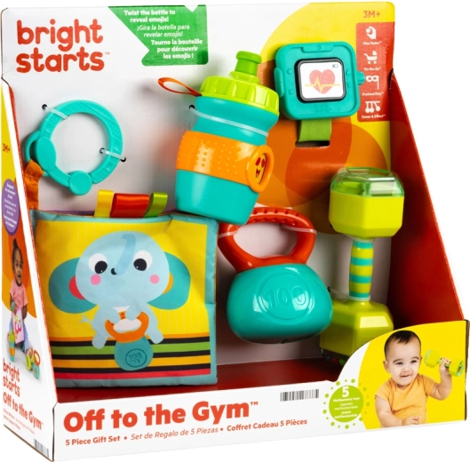 Bright Starts σετ δώρου παιχνιδιών για την ανάπτυξη του συντονισμού και των αισθήσεων Off to the Gym - 5 τεμάχια