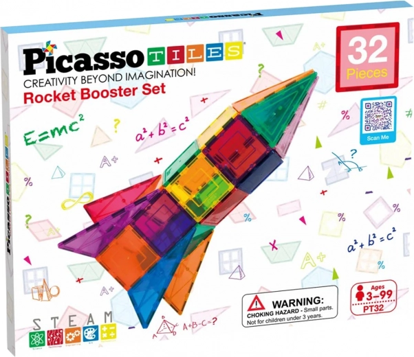 Μαγνητική κατασκευή PICASSO TILES – πύραυλος, 32 κομμάτια