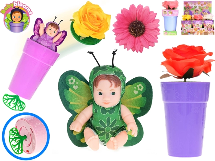 Κουκλάκι μωρό Babyblooms σε γλαστράκι με βραχιολάκι, 12,5 εκ.