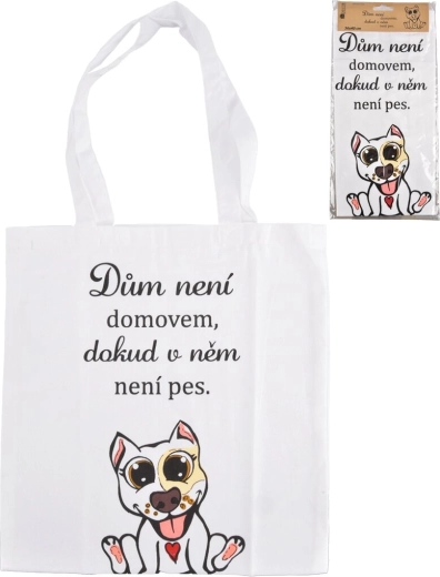 Βαμβακερή τσάντα DOG HOME λευκή 36 × 40 cm