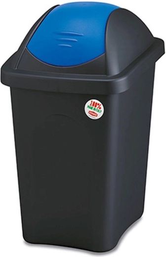 Ανακλινόμενος κάδος απορριμμάτων MULTIPAT 30 l, ορθογώνιος, μαύρο‑μπλε