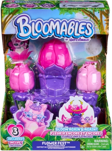 Hatchimals Bloomables λουλουδάτο σετ παιχνιδιού – 3 φιγούρες και βάθρο Flower Fest