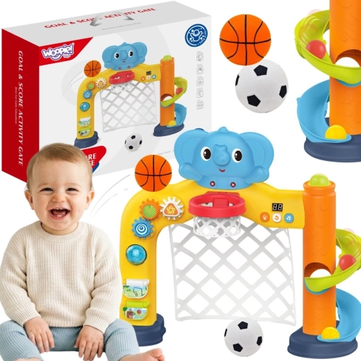 Woopie baby διαδραστικό αθλητικό κέντρο 2σε1 – τέρμα και μπασκέτα με ελεφαντάκι
