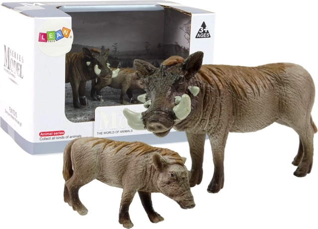 Σετ 2 φιγούρων — αγριόχοιρος (warthog) με μικρό, σειρά Ζώα του Κόσμου
