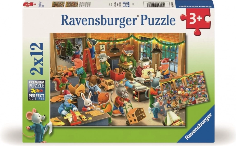 Ravensburger παζλ Χριστουγεννιάτικη μαγεία στο εργοστάσιο παιχνιδιών 2x12 κομμάτια