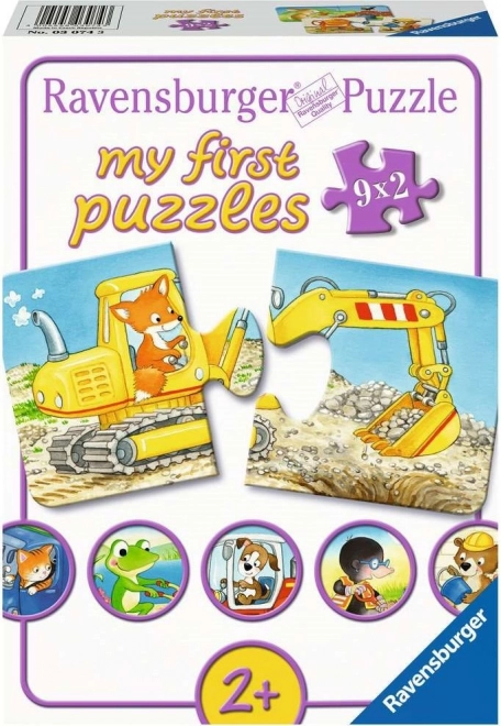 Ravensburger τα πρώτα μου παζλ – ζωάκια στο εργοτάξιο 9×2 κομμάτια