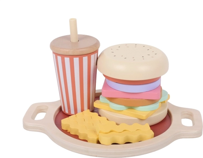 2Kids Toys ξύλινο παιχνίδι περασμάτων fast food (χάμπουργκερ, πατάτες τηγανητές και ποτό)
