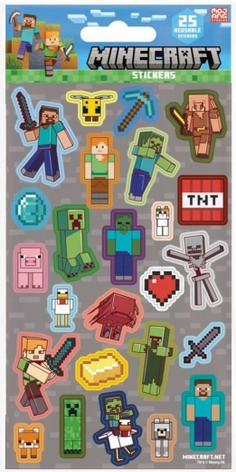 Αυτοκόλλητα Minecraft γκρι 25 τεμ.