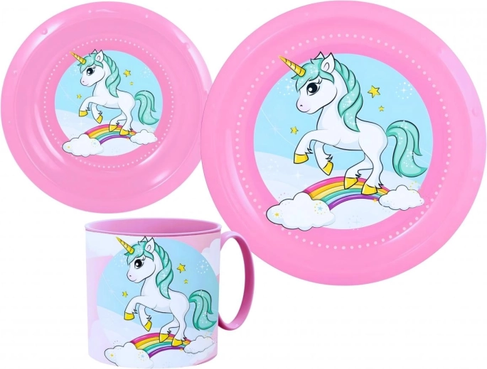 Παιδικό πλαστικό σετ φαγητού Unicorn (3 τεμαχίων)