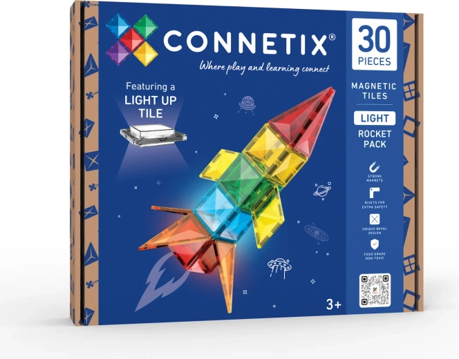 CONNETIX φωτιζόμενο σετ διαστημικού πυραύλου, 30 τεμάχια