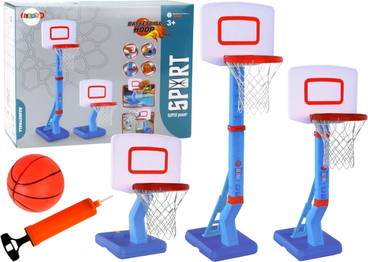 Ρυθμιζόμενη παιδική μπασκέτα 70–138 cm με μπάλα και τρόμπα – μπλε