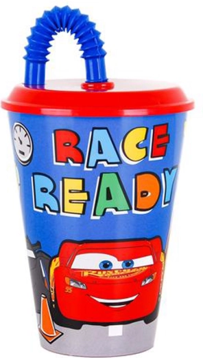 Πλαστικό ποτηράκι με καλαμάκι CARS 430 ml