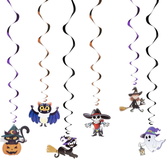 Χάρτινα διακοσμητικά Halloween με σπειροειδή κρεμαστό στολίδι - 6 σχέδια