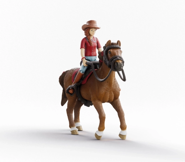 Schleich Horse Club Hannah και άλογο Cayenne – αρθρωτή φιγούρα αναβάτη και ευνουχισμένου επιβήτορα