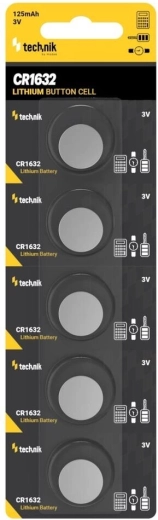 Λιθίου κουμπωτή μπαταρία Technik Platinum CR1632 3V – συσκευασία 5 τεμ.