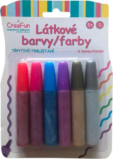 CreaFun χρώματα υφάσματος με γκλίτερ – σετ 6×42 ml