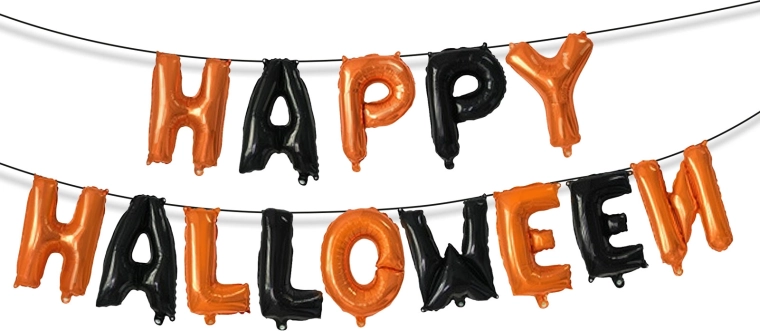 Σετ αλουμινένιων μπαλονιών Happy Halloween για το Halloween με ταινία στερέωσης