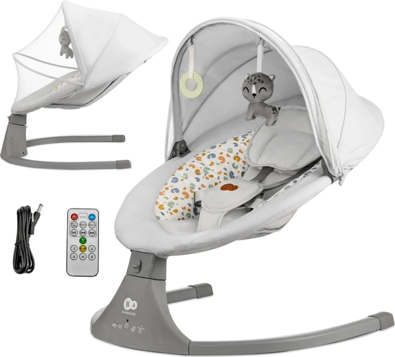 Ηλεκτρικό ρηλάξ-κούνια Kinderkraft με μελωδίες 2σε1 Lumi premium light grey