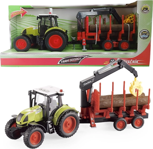 Τρακτέρ Farm service με ρυμουλκούμενο για μεταφορά ξύλου 1:16