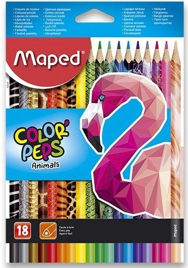 Τριγωνικές ξυλομπογιές MAPED Color'Peps Animals 18 τεμ.