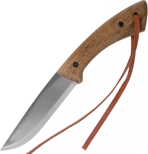 Μαχαίρι bushcraft από ανθρακούχο χάλυβα με λαβή από εμποτισμένη καρυδιά και δερμάτινη θήκη
