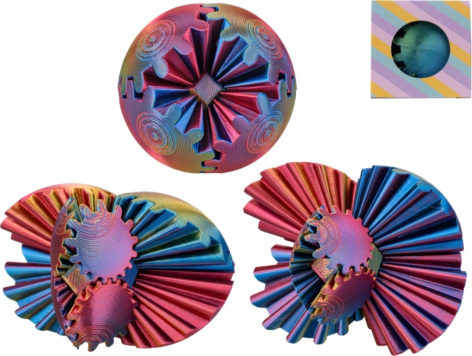 Αντιστρές σφαιρικός γρίφος 6 cm – δίχρωμη σπειροειδής μπάλα παζλ