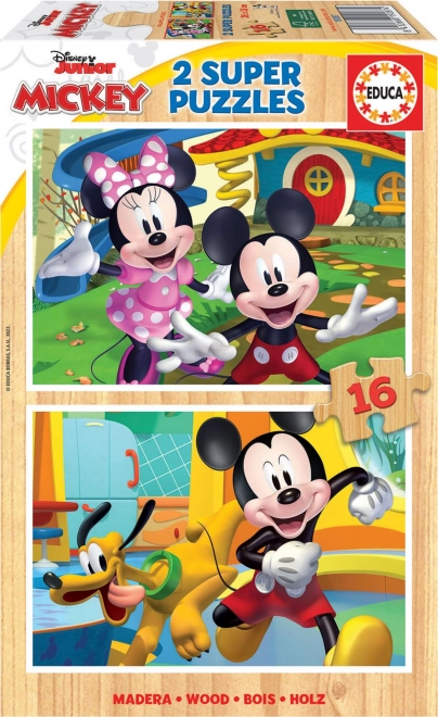 Ξύλινο παζλ Mickey και Minnie 2×16 κομμάτια