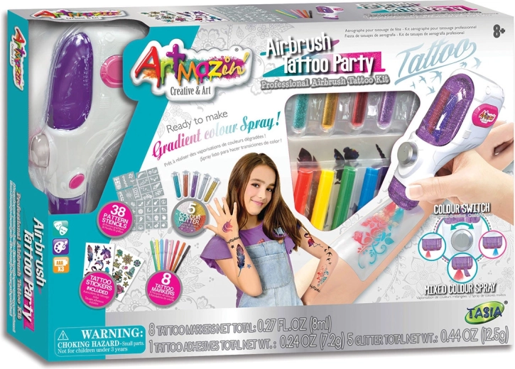 Σετ τατουάζ airbrush Tasia με αξεσουάρ και 38 στένσιλ