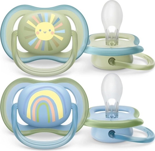 Πιπίλα Philips Avent Ultra Air με σχέδιο ουράνιο τόξο, 0–6 μηνών, 2 τεμ.