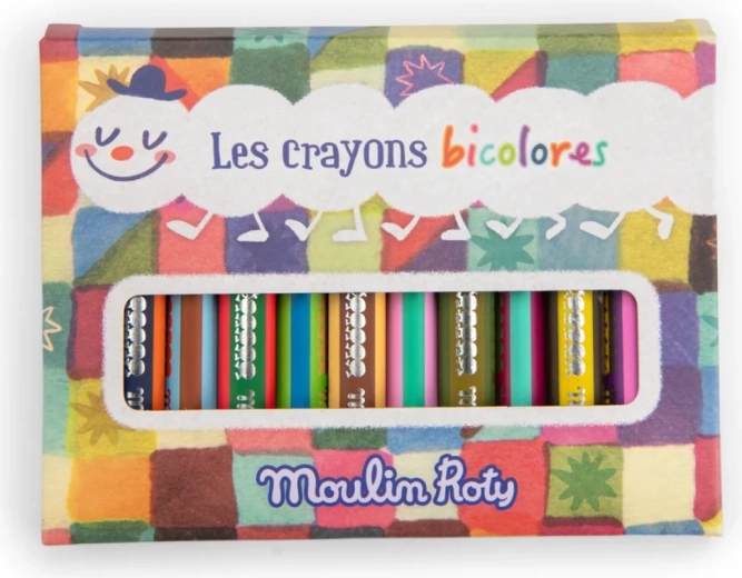 Moulin Roty δίχρωμα ξυλομπογιές Les Petites Merveilles - 12 τεμ.