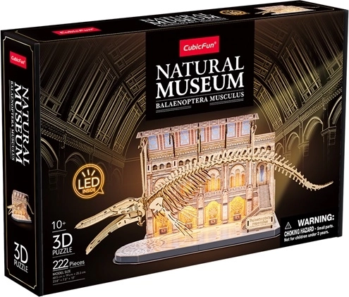 Cubic Fun 3D LED παζλ φυσικής ιστορίας μουσείο με σκελετό γαλάζιας φάλαινας