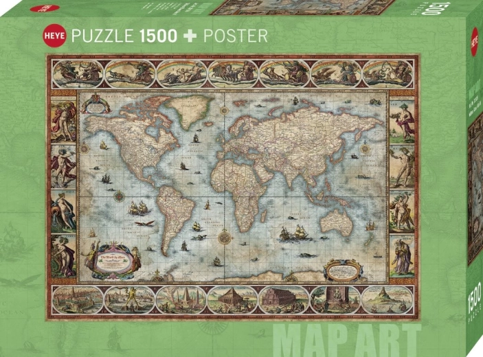 Παζλ Heye Map Art: Ο κόσμος του Βίλεμ Μπλάου, 1500 κομμάτια