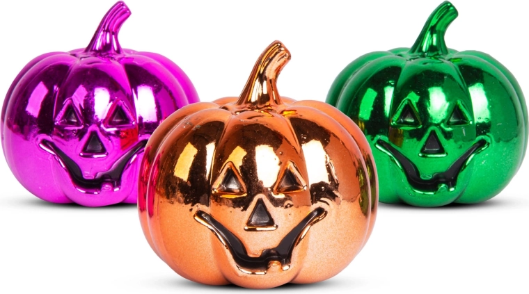 Γυαλιστερή διακοσμητική κολοκύθα Halloween, 6 cm, 3 τεμάχια