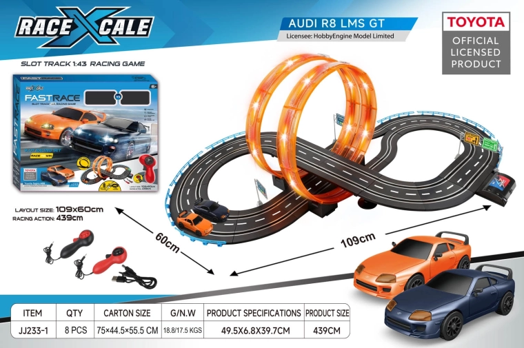 Πίστα αγώνων με τηλεχειρισμό Toyota 1:43, 152 × 73 cm