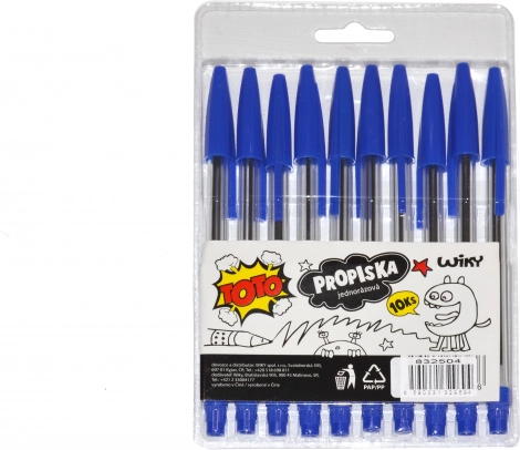 Χρήσιμα στυλό TOTO μίας χρήσης - μπλε μελάνι, 10 τεμ.
