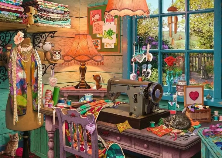 Παζλ Ravensburger Το καταφύγιό μου 4: Γωνιά ραψίματος 1000 κομμάτια