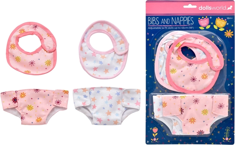 Dolls World σαλιάρες και πάνες για κούκλες 46 cm