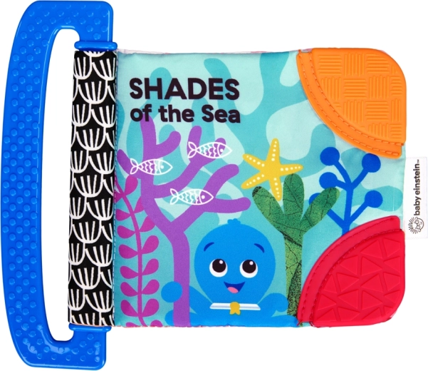 Baby Einstein μαλακό βιβλιαράκι οδοντοφυΐας με μασητικά και υφές Shades of the Sea, από 0 μηνών