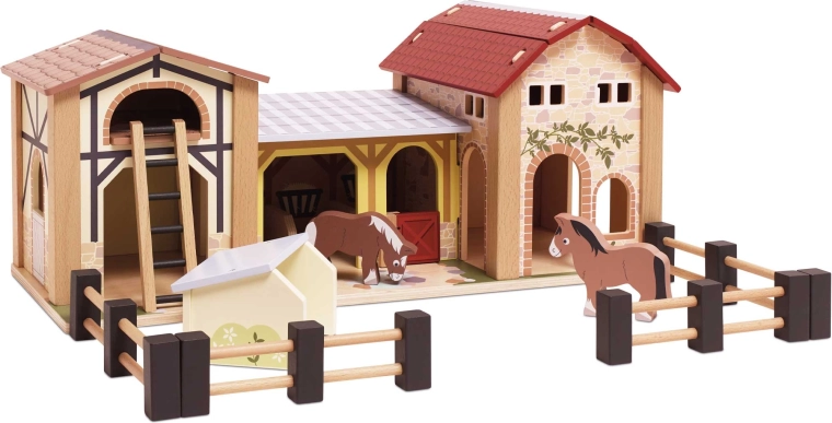 Ξύλινη φάρμα με φιγούρες αλόγων Le Toy Van