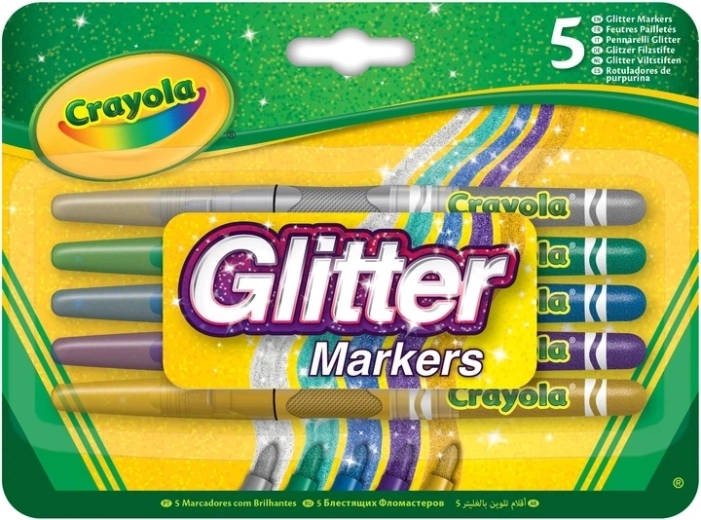Crayola πλενόμενοι μαρκαδόροι με γκλίτερ, 5 χρώματα