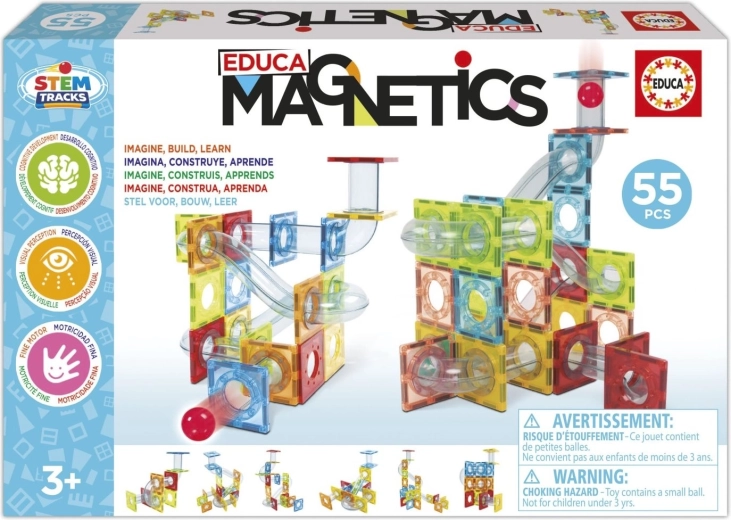 Educa Magnetics STEM μαγνητική πίστα με μπίλιες, 55 τεμάχια