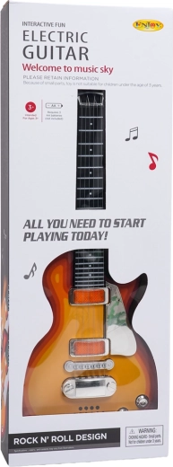 Παιδική ηλεκτρική κιθάρα με ακουστικά και μικρόφωνο – Σκούρο ξύλο