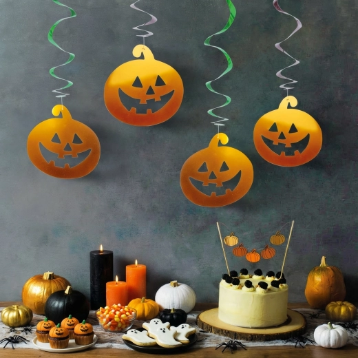 Σετ κρεμαστών διακοσμητικών για το Halloween με κολοκύθες και φαντάσματα, 12 τεμ.