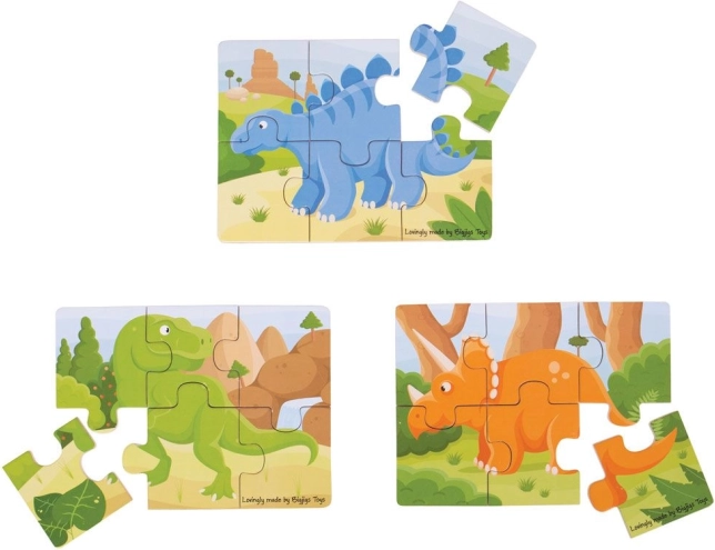 Ξύλινο παζλ 3 σε 1 δεινόσαυροι BIGJIGS TOYS